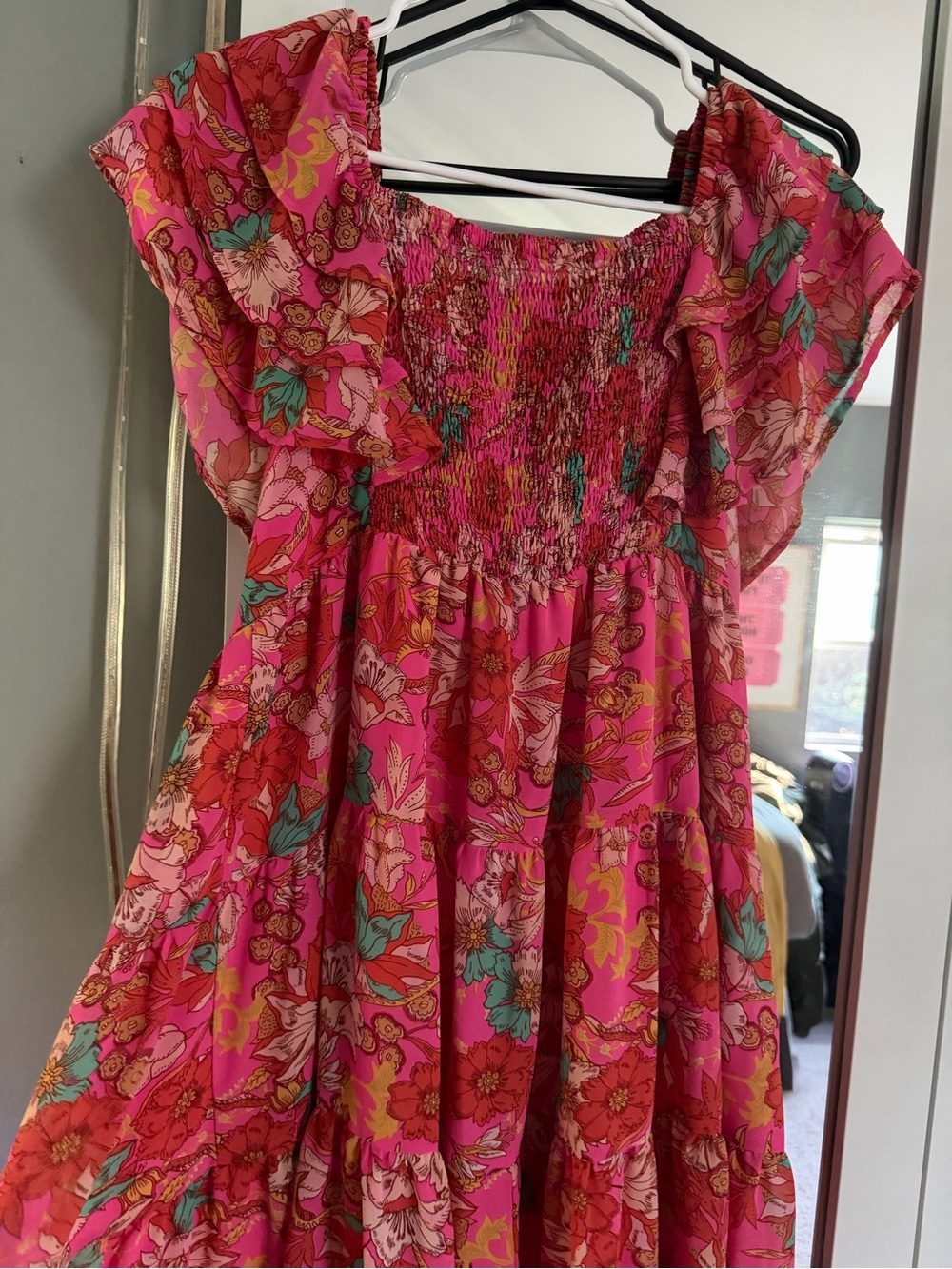 Women’s Pink Floral Tiered Sundress